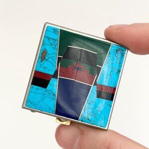 80's Style Multicolor Vintage Retro Silver T Trinket | Jewelry | Ring | Pill box